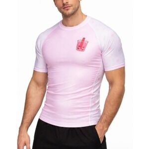 Rolling Society Men's Boba Pink Short Sleeve Compression Rash Guard Size M NWT